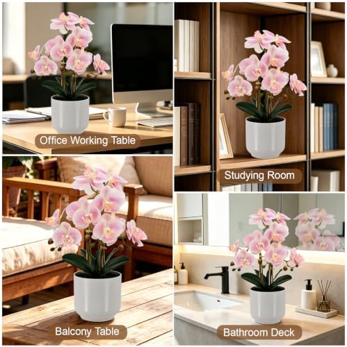 Fake Orchid-19”tall Artificial Indoor Potted Plant for Home Decor-Pink - Image 7