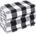 Ramanta Home Buffalo Plaid Check Cloth Napkins Set of 12 - Black White - Image 4