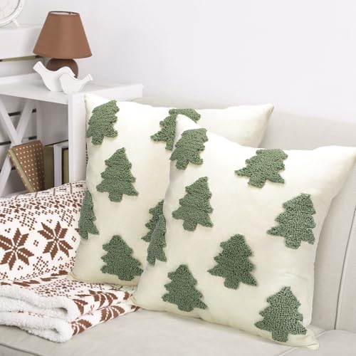 Mixweer 2 Pcs Christmas Pillow Covers 18x18 Inch, Neutral Christmas Decor - Image 5