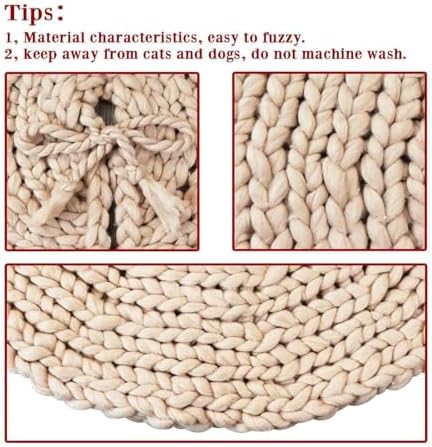 36 inch Christmas Tree Skirt: Chunky Knit Tree Skirt for 6ft Tree, Crochet Beige Small Tree Skirt, Vintage Tree Skirts, Rustic Farmhouse Christmas Decorations - Image 5