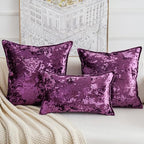 Premium Series, Crushed Velvet Throw Pillow Covers, Luxury Thick Cushion Cases for Home Decor, Eggplant Purple, 18x18 Inch, Covers Only - Image 5