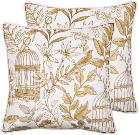 patdrea Designer French Velvet Throw Pillow Cover,Set of 2,22"x22"-Aviary by patdrea