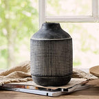 SIDUCAL Ceramic Rustic Farmhouse Vase, Sand Glaze Finish Boho Vase, Pottery Decorative Flower for Home Decor, Table, Living Room Decoration, Shelf Decor, Mantel, 7.4 Inch, Black - Image 3