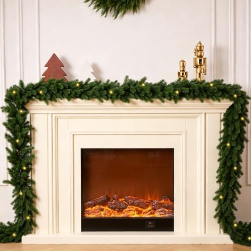 12FT 1Pcs Prelit Realistic Faux Norfolk Pine Garland for Christmas Decor by KIWDY
