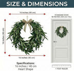 16" Heart Shaped Artificial Olive Leaf & Fruit Wreath - Realistic Green Olive Branches with Spring Floral Accents, Farmhouse Wall Door Wedding Arch Window Hanging for Indoor Outdoor - Image 4