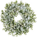 26 Inch Large Lambs Ear Wreaths for Front Door Spring Summer Lambs Leaves with White Berries, Artificial Greenery for Farmhouse Porch Wall Living Room Home Wedding Decor for All Seasons Wreaths by MDSTBN