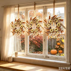 6 Pcs Small Fall Hanging Wreaths with Artificial Autumn Daisy Flowers Brown Leaves Wheat Sprigs Burlap Bow Mini Cabinet Wreath for Home Table Centerpieces Kitchen Farmhouse Thanksgiving Harvest Decor - Image 7