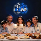 Hanukkah Dreidel Neon Sign, Blue and White LED Chanukah Neon Window Light Up Decorations for Jews Judaism Synagogue Home Wall Room Indoor Outdoor Decor Jewish Holiday Gifts - Image 6