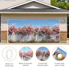 Rose Garden Garage Door Banner 6x13FT, Pink Roses and White Fence Garage Door Cover, Large Outdoor Floral Decoration for Garage Doors, Garden Fence & Spring Summer Party Backdrop - Image 4