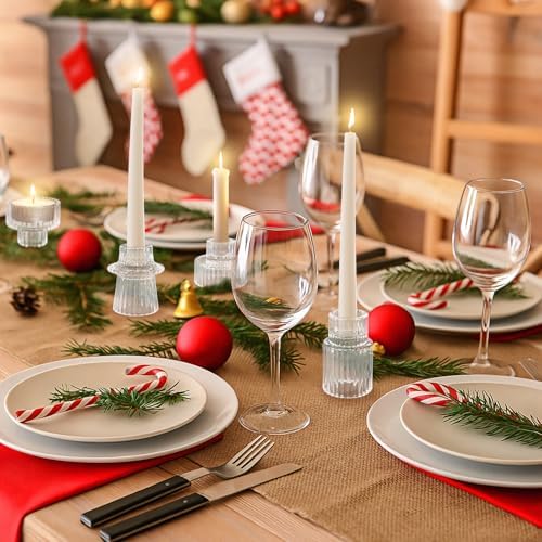 30 Pcs Glass Candlestick Holders Tealight Candle Holders, Double Side Taper Candle Holders for Dining Table Decor Birthday Centerpiece Wedding, Clear - Image 3