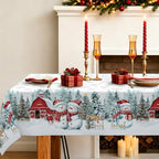 Rectangle Christmas Tablecloth 60x120 Inch, Farmhouse White Snowman Snowflake Table Cloth, Polyester Waterproof Wrinkle Resistant Xmas Table Cover for Holidays Dinning Table Decor by Unknown