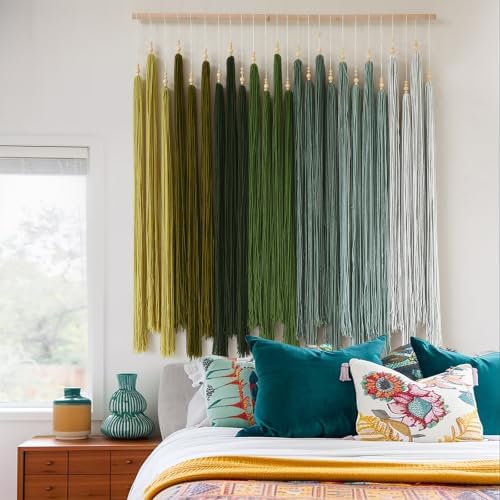 Macrame Wall Hanging Large Geometric Handmade Beaded Tassel Decor 39"W*45"L by IOWER