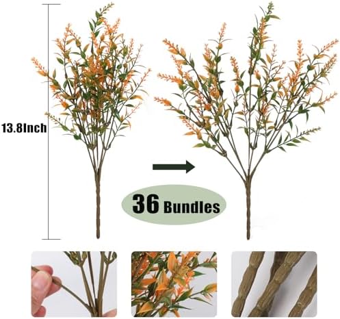 RECUTMS 36Pcs Fall Decoration for Home, Artificial Plants Outdoors Lavender - Image 3