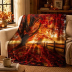 Red Maple Forest Flannel Blanket, 80X60in - Image 2