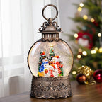 Christmas Snow Globes Lantern with Music, Snowman Snow Globes with Swirling Glitter Effects, USB/Battery Powered with 6-Hour Timer, Christmas Decorations by COZYPAVILION