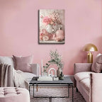 Pink Floral Canvas Wall Art Rose Flowers Plant painting Decor Picture Perfume Botanical Posters Prints for Living Room Dressing Preppy Apartment Valentine's Day Bedroom Corridor Home Decoration - Image 4
