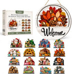 One Welcome Sign for Every Season, 16 PCS Interchangeable Welcome Sign for Front Door, Simple Elegant Farmhouse Seasonal Porch Decor Gift for Christmas，1 Set by Unknown