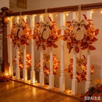 6 Pcs Small Fall Hanging Wreaths with Artificial Autumn Leaves Burnt Orange Rust Red Foliage Rustic Mini Cabinet Wreath for Home Table Centerpieces Kitchen Farmhouse Thanksgiving Party Decor - Image 4