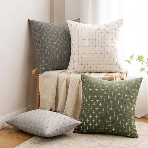 MIULEE Pack of 2 Decorative Vintage Burlap Linen Spring Throw Pillow Covers Modern Farmhouse Pillowcase Rustic Woven Textured Cushion Cover for Sofa Couch Bed 12x20 Inch Olive Green - Image 5