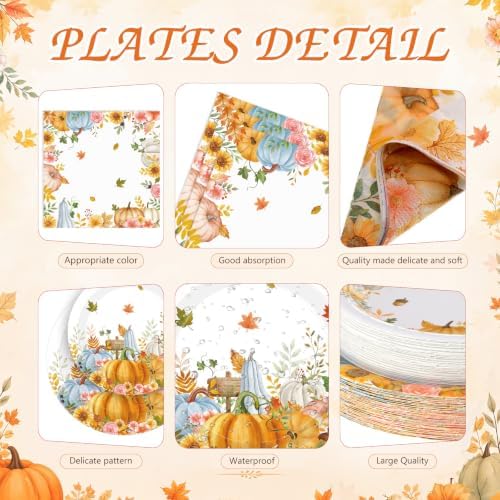 Ceenna 452 Pcs Fall Party Supplies Serve 50, Paper Plates Napkins Cups Set - Image 2