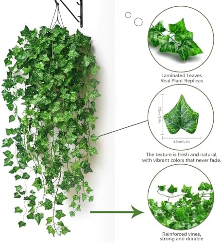 100 Pack 750 Feet Fake Vines for Room Decor Artificial lvy Greenery Garland Vine Leaves, Leaf Plants Flowers Foliage for Bedroom,Garden Wall. Decor Indoor Outdoor - Image 2