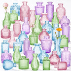 40 Pcs Colorful Glass Bud Vases for Wedding, Pastel Multicolor by Unknown