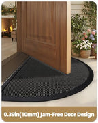 Color&Geometry Outside Front Door Mat, 24"x36" Half Circle Black Grey - Image 6
