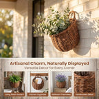 PRETYZOOM 2 pcs Woven Rattan Wall Mounted Flower Basket Hanging Flower Basket for Wall Decor Decorative for Artificial Flowers 9.84 X 7.87 X 3.93 in Home Office Hotel Restaurant - Image 2