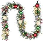 Valery Madelyn 9 Ft Christmas Garland with Lights for Mantle Red Green Gold by ValeryMadelyn