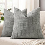 decorUhome Textured Chenille Throw Pillow Covers 26x26 Set of 2 Grey by decorUhome