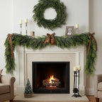N&T NIETING 2 PCS Christmas Garland Norfolk Pine Garland Real Touch Faux Christmas Greenery Xmas Garland for Mantle, Table Holiday Winter Indoor Outdoor Christmas Decorations (9 FT) - Image 2