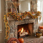 Riceshoot 6Ft Fall Garland for Mantle, Autumn Leaf Berry Decor - Image 4