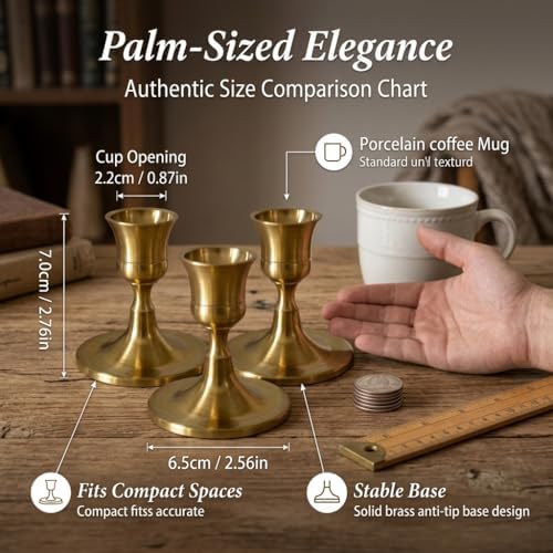 Bronze Wine Glass Metal Candlestick Holders - Vintage Modern Metal Taper Candle Holders, Decorative Centerpiece for Table Mantel, Wedding Kitchen Home Decor, Wedding Gift,30Pcs - Image 5