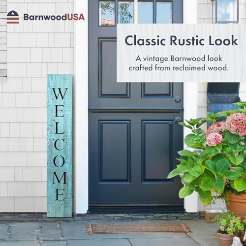 BARNWOODUSA Wooden Welcome Sign for Front Door, 5-Foot, Robins Egg Blue - Image 2
