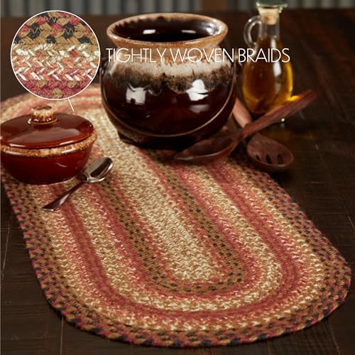 VHC Brands Primitive Ginger Spice Table Runner, Orange Red Natural, Jute Blend, Oval, 13x36 Inches - Image 3