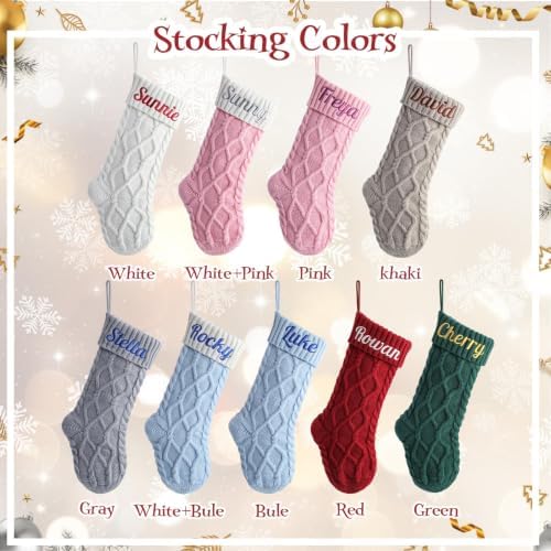Personalized Christmas Stockings,Custom Embroidered Name & Monogram Knit Stockings for Kids,Family - Raised Ridged Cable Knit 18" Christmas Stocking for Fireplace Holiday Decor(10 Pack) - Image 6