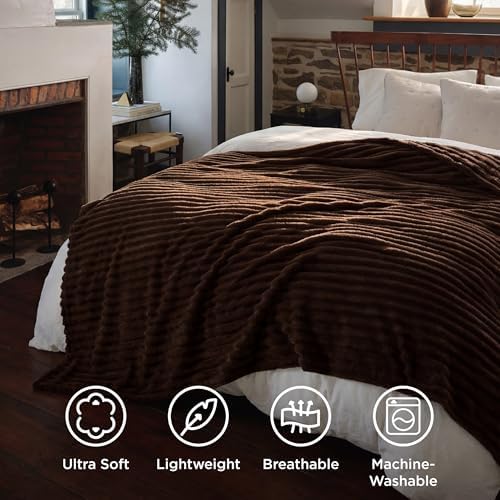 Bedsure Soft Queen Size Blanket for Bed Chocolate Brown 90"x90" - Image 5