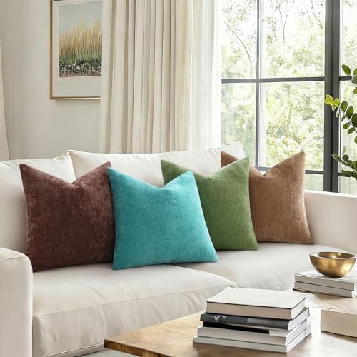 decorUhome Soft Chenille Reddish Brown Throw Pillow Covers 24X24 Set of 2 - Image 4