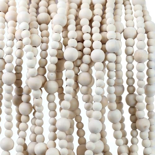 48Ft Christmas Wood Bead Garland Rustic Holiday Decor for Tree (Beige) by Unknown