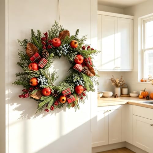 Cynkeyee Fall Wreath for Front Door - 24 in Farmhouse Porch Decor - Image 5