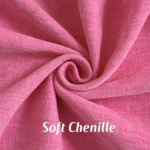 FUTEI Pack of 2 Chenille Throw Pillow Covers 24x24 Inch, Hot Pink - Image 2