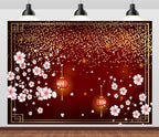 BELECO 10x10ft Fabric Chinese New Year Backdrop Lunar New Year Decorations Pink Cherry Blossoms Red Lanterns Spring Festival Background Party Decorations Banner Holiday Photoshoot Studio Props - Image 5