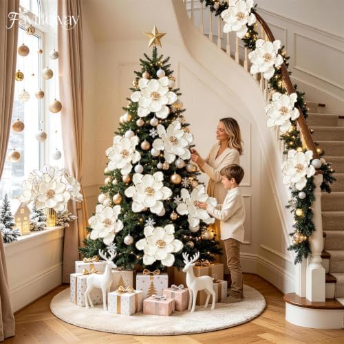 8PCS Large Christmas Magnolia Flowers for Christmas Tree Wreath - Image 3