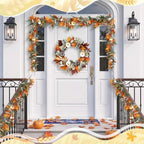 Fall 6FT Garland Wreaths 24", 4 Pack, Artificial Pumpkin - Image 3