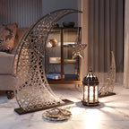 Ramadan Crescent Moon Decor Islamic Home Decoration for Eid Muslim Gifts (Matte Silver, 33x24.4 inches | 84x62 cm) - Image 2