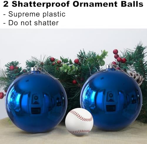 Royal Blue 6.0" Extra Large Christmas Balls - Christmas Tree Decoration Ornaments Shatterproof Hanging Shiny Balls for Birthday Holiday Wedding Decorations Set of 2pcs - Image 3