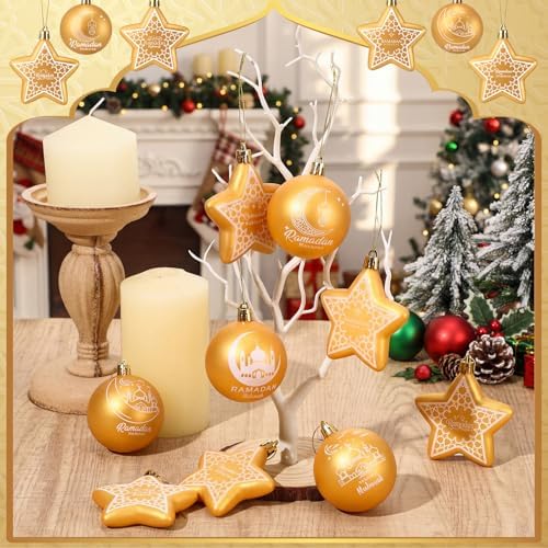 36 Pcs Eid Al Adha Decorations Eid Mubarak Decorations Ramadan Hanging Gold Moon Ornaments Plastic Star Ramadan Islamic Decor for Home Window Islamic Muslim Tree Party Decor - Image 5
