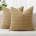 MIULEE Pack of 2 Corduroy Decorative Throw Pillow Covers 24x24 Inch Soft Boho Striped Pillow Covers Modern Farmhouse Home Decor for Sofa Living Room Couch Bed Khaki by MIULEE