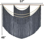 Jakalin Macrame Wall Hanging Grey Tapestry, Boho Home Decor 57" W x 46" L - Image 5