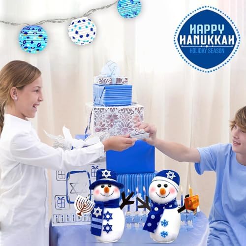 TURNMEON Hanukkah Decorations - 2 Pack Chanukah Plush Snowman Doll Hold Menorah & Dreidel,Hanukkah Gnomes Home Indoor Holiday Party Decor Chanukah Ornaments Table Hanukkah Gift Idea - Image 6